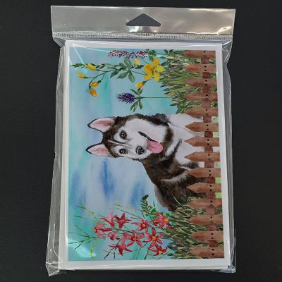 Caroline's Treasures Siberian Husky #2 Spring Greeting Cards and Envelopes Pack of 8, 7 x 5, Dogs Image 2