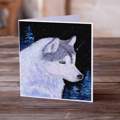 Caroline's Treasures Siberian Husky Greeting Cards and Envelopes Pack of 8, 7 x 5, Dogs Image 1