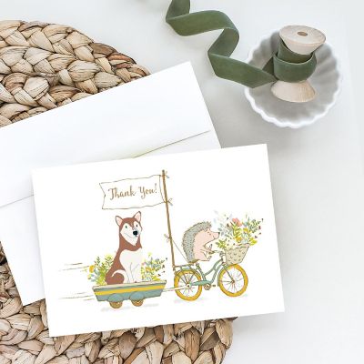 Caroline's Treasures Siberian Husky Red Greeting Cards and Envelopes Pack of 8, 7 x 5, Dogs Image 1
