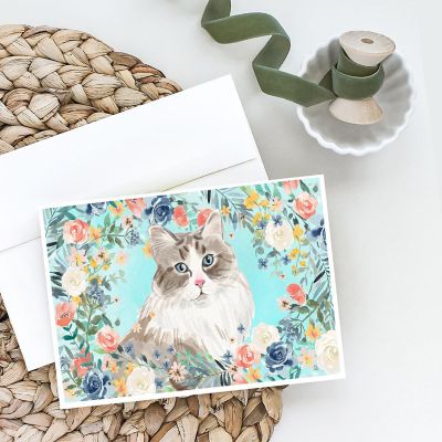 Caroline's Treasures Siberian Spring Flowers Greeting Cards and Envelopes Pack of 8, 7 x 5, Cats Image 1