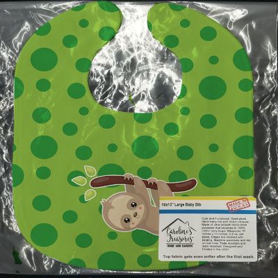 Caroline's Treasures Sloth Baby Bib, 10 x 13, Image 1