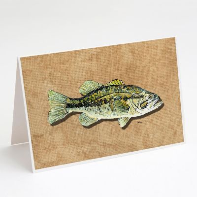 Caroline's Treasures Small Mouth Bass Greeting Cards and Envelopes Pack of 8, 7 x 5, Fish Image 1