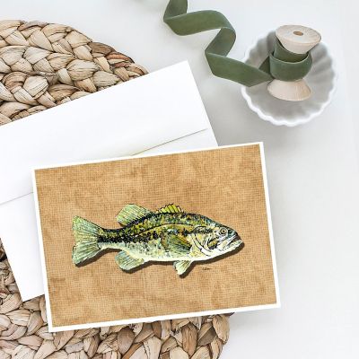 Caroline's Treasures Small Mouth Bass Greeting Cards and Envelopes Pack of 8, 7 x 5, Fish Image 1