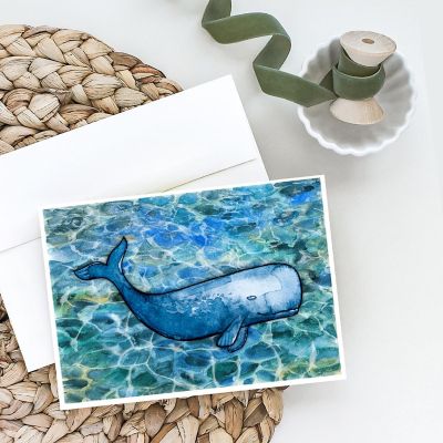 Caroline's Treasures Sperm Whale Cachalot Greeting Cards and Envelopes Pack of 8, 7 x 5, Fish Image 1