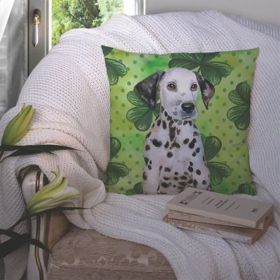 Caroline's Treasures St Patrick's Day, Dalmatian Puppy St Patrick's Fabric Decorative Pillow, 14 x 14, Dogs Image 2