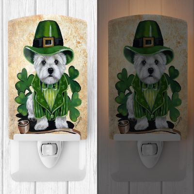Caroline's Treasures St Patrick's Day, Westie St Patrick's Day Leprechaun Ceramic Night Light, 4 x 6, Dogs Image 1