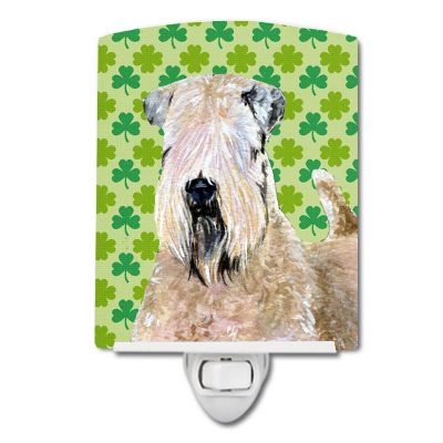 Caroline's Treasures St Patrick's Day, Wheaten Terrier Soft Coated St. Patrick's Day Shamrock Ceramic Night Light, 4 x 6, Dogs Image 1