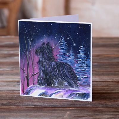 Caroline's Treasures Starry Night Briard Greeting Cards and Envelopes Pack of 8, 7 x 5, Dogs Image 1