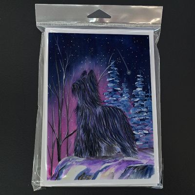 Caroline's Treasures Starry Night Briard Greeting Cards and Envelopes Pack of 8, 7 x 5, Dogs Image 2