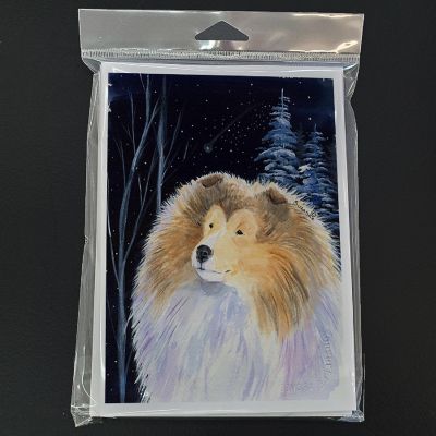 Caroline's Treasures Starry Night Collie Greeting Cards and Envelopes Pack of 8, 7 x 5, Dogs Image 2
