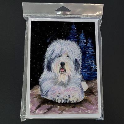 Caroline's Treasures Starry Night Old English Sheepdog Greeting Cards and Envelopes Pack of 8, 7 x 5, Dogs Image 2