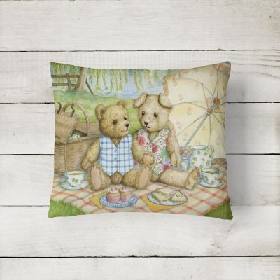 Caroline's Treasures Summertime Teddy Bears Picnic Canvas Fabric Decorative Pillow, 12 x 16, Seasonal Image 1