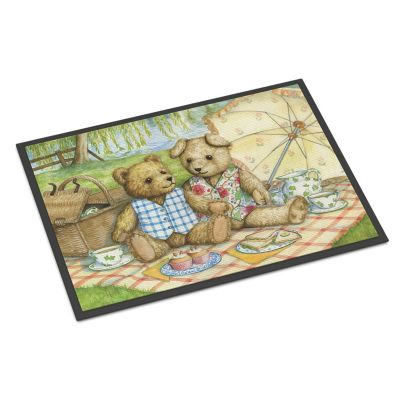 Caroline's Treasures Summertime Teddy Bears Picnic Indoor or Outdoor Mat 24x36, 36 x 24, Seasonal Image 1