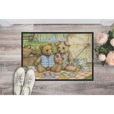 Caroline's Treasures Summertime Teddy Bears Picnic Indoor or Outdoor Mat 24x36, 36 x 24, Seasonal Image 1