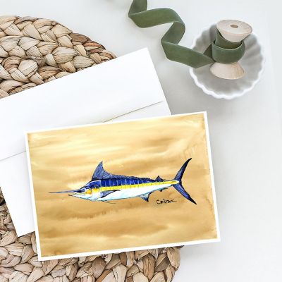Caroline's Treasures Swordfish on Sandy Beach Greeting Cards and Envelopes Pack of 8, 7 x 5, Fish Image 1