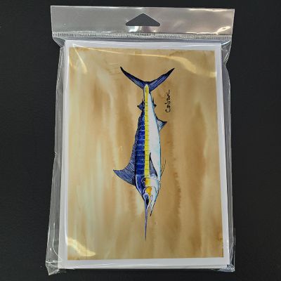 Caroline's Treasures Swordfish on Sandy Beach Greeting Cards and Envelopes Pack of 8, 7 x 5, Fish Image 2