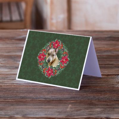 Caroline's Treasures Thai Ridgeback Poinsetta Wreath Greeting Cards and Envelopes Pack of 8, 7 x 5, Dogs Image 1