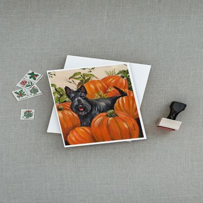 Caroline's Treasures Thanksgiving, Scottish Terrier Scottie Pumpkins Greeting Cards and Envelopes Pack of 8, 7 x 5, Dogs Image 2