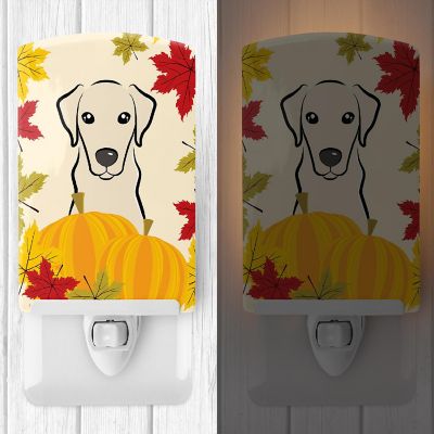 Caroline's Treasures Thanksgiving, Yellow Labrador Thanksgiving Ceramic Night Light, 4 x 6, Dogs Image 1