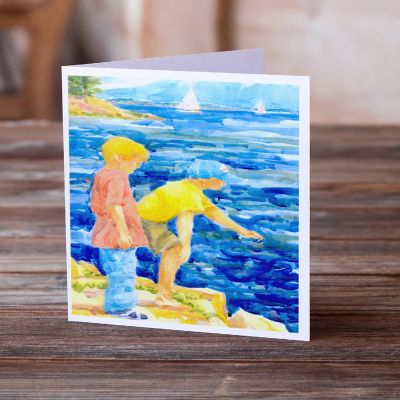 Caroline's Treasures The Boys at the water Greeting Cards and Envelopes Pack of 8, 7 x 5, Nautical Image 1