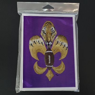Caroline's Treasures Tiger Football Fleur de lis Greeting Cards and Envelopes Pack of 8, 7 x 5, New Orleans Image 2