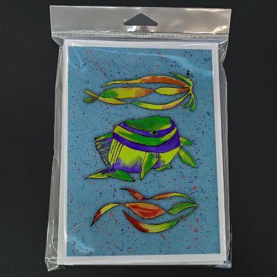 Caroline's Treasures Tropical Fish on Blue Greeting Cards and Envelopes Pack of 8, 7 x 5, Fish Image 2