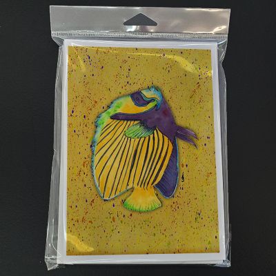 Caroline's Treasures Tropical Fish on Mustard Greeting Cards and Envelopes Pack of 8, 7 x 5, Fish Image 2