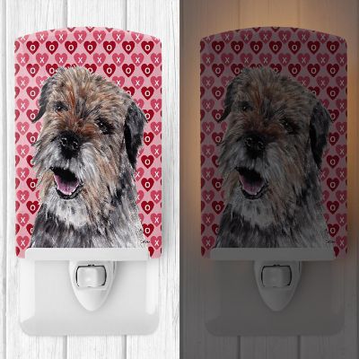 Caroline's Treasures Valentine's Day, Border Terrier Hearts and Love Ceramic Night Light, 4 x 6, Dogs Image 1