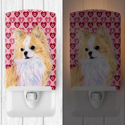 Caroline's Treasures Valentine's Day, Chihuahua Hearts Love and Valentine's Day Portrait Ceramic Night Light, 4 x 6, Dogs Image 1