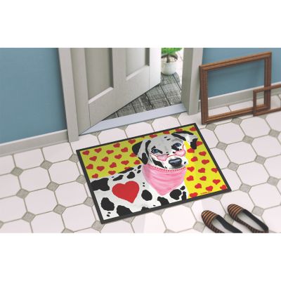 Caroline's Treasures, Valentine's Day, Hearts and Dalmatian Indoor or Outdoor Mat 24x36, 36 x 24, Dogs Image 1