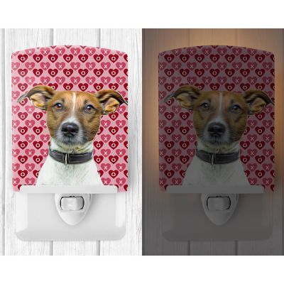 Caroline's Treasures Valentine's Day, Hearts Love and Valentine's Day Jack Russell Terrier Ceramic Night Light, 4 x 6, Dogs Image 1