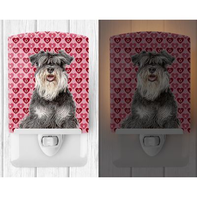 Caroline's Treasures Valentine's Day, Hearts Love and Valentine's Day Schnauzer Ceramic Night Light, 4 x 6, Dogs Image 1