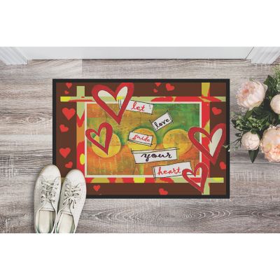 Caroline's Treasures, Valentine's Day, Let Love Guide Your Heart Valentine's Day Indoor or Outdoor Mat 24x36, 36 x 24, Seasonal Image 1