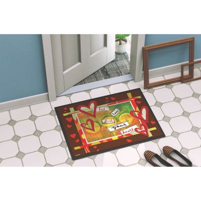 Caroline's Treasures, Valentine's Day, Let Love Guide Your Heart Valentine's Day Indoor or Outdoor Mat 24x36, 36 x 24, Seasonal Image 3