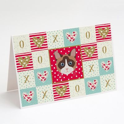 Caroline's Treasures Valentine's Day, Snowshoe Cat Love Greeting Cards and Envelopes Pack of 8, 7 x 5, Cats Image 1