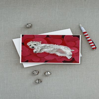 Caroline's Treasures Valentine's Day, Westie Queen of Hearts Greeting Cards and Envelopes Pack of 8, 7 x 5, Dogs Image 2