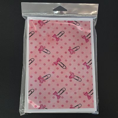 Caroline's Treasures Watercolor Paper Clips and Polkadots Pink BB7543DS66 Greeting Cards and Envelopes Pack of 8, 7 x 5, Image 2