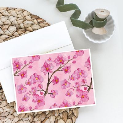 Caroline's Treasures Watercolor Pink Flowers Greeting Cards and Envelopes Pack of 8, 7 x 5, Flowers Image 1