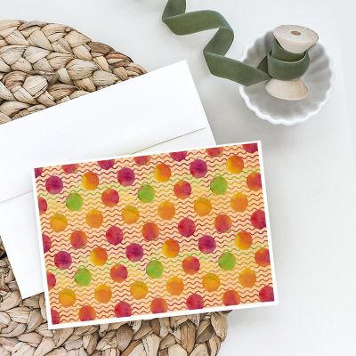 Caroline's Treasures Watercolor Rainbow Dots and Sqiggles Greeting Cards and Envelopes Pack of 8, 7 x 5, Image 1