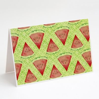 Caroline's Treasures Watercolor Watermelon Greeting Cards and Envelopes Pack of 8, 7 x 5, Seasonal Image 1