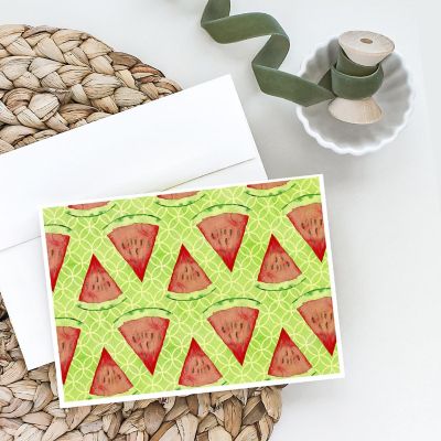 Caroline's Treasures Watercolor Watermelon Greeting Cards and Envelopes Pack of 8, 7 x 5, Seasonal Image 1