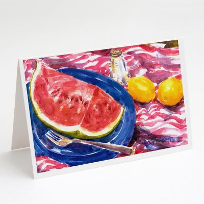 Caroline's Treasures Watermelon Greeting Cards and Envelopes Pack of 8, 7 x 5, Food Image 1