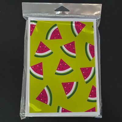 Caroline's Treasures Watermelon on Lime Green Greeting Cards and Envelopes Pack of 8, 7 x 5, Food Image 2