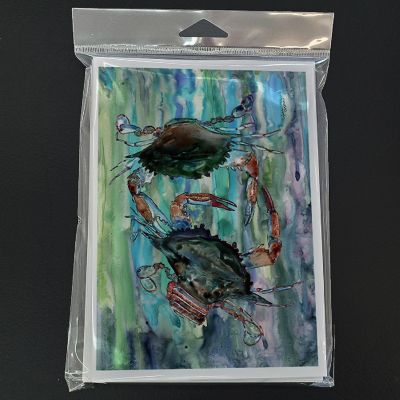 Caroline's Treasures Watery Teal and Purple Crabs Greeting Cards and Envelopes Pack of 8, 7 x 5, Seafood Image 2