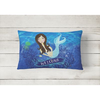 Caroline's Treasures Welcome Mermaid Canvas Fabric Decorative Pillow, 12 x 16, Fantasy Image 1