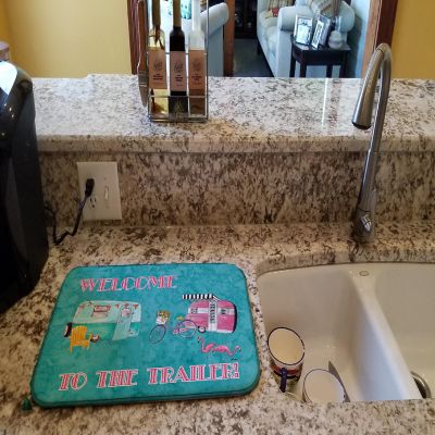 Caroline's Treasures Welcome to the Trailer Dish Drying Mat, 14 x 21, Camping Image 1