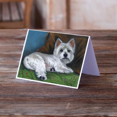 Caroline's Treasures Westie Wake Up Greeting Cards and Envelopes Pack of 8, 7 x 5, Dogs Image 1