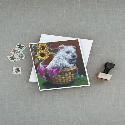 Caroline's Treasures Westie Zoe and Sunflowers Greeting Cards and Envelopes Pack of 8, 7 x 5, Dogs Image 2