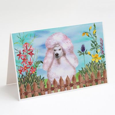 Caroline's Treasures White Standard Poodle Spring Greeting Cards and Envelopes Pack of 8, 7 x 5, Dogs Image 1