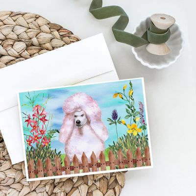 Caroline's Treasures White Standard Poodle Spring Greeting Cards and Envelopes Pack of 8, 7 x 5, Dogs Image 1
